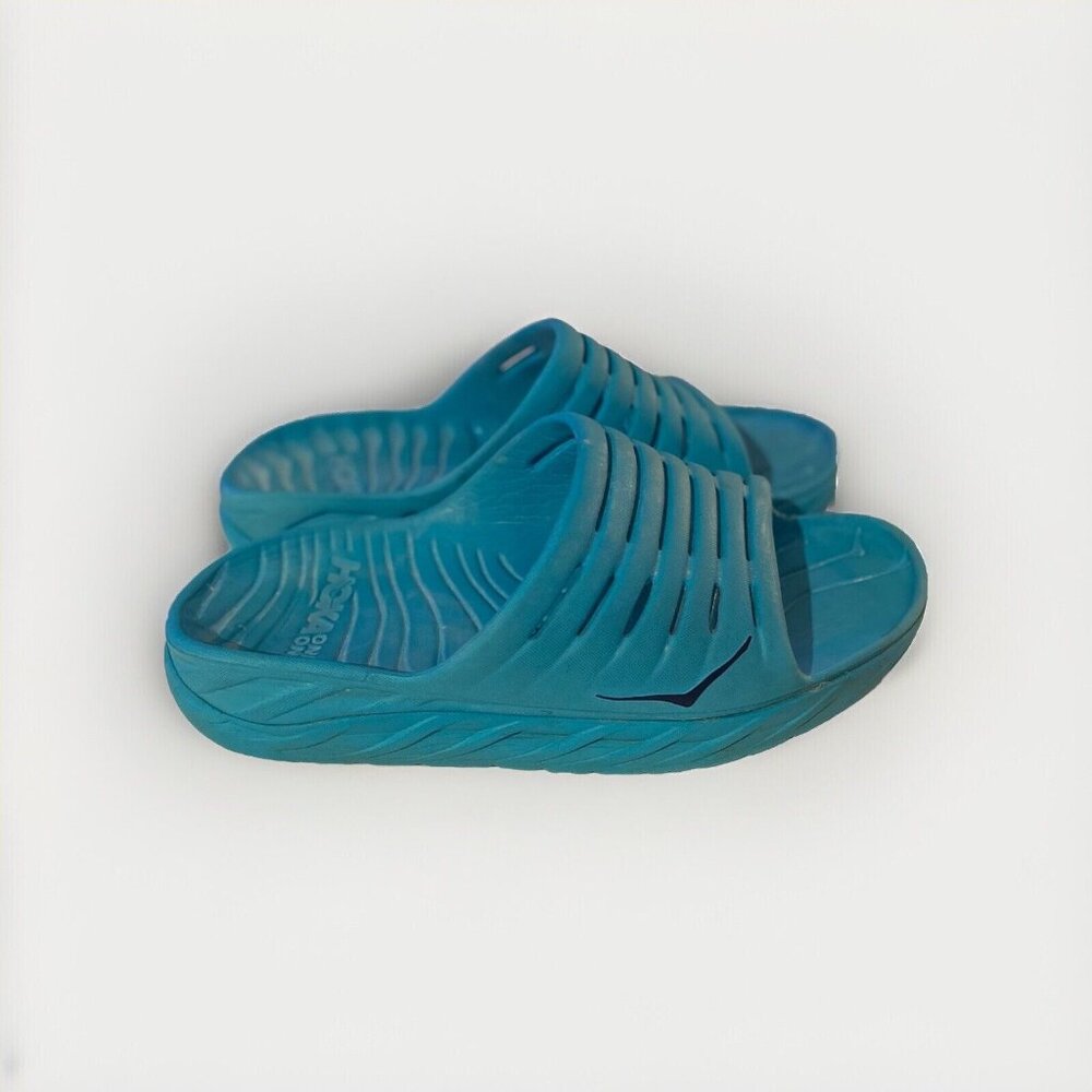 HOKA One One Ora Recovery slides Mens 8 Womens‎ 10 Blue Comfort  Slip On Sandals